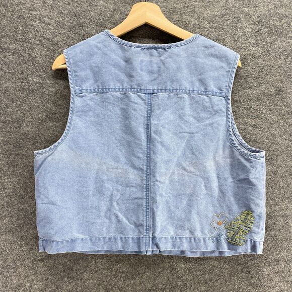 Susan Bristol Shirt Women PL Petite Blue Button Up Sleeveless Round Neck Casual - Picture 2 of 9